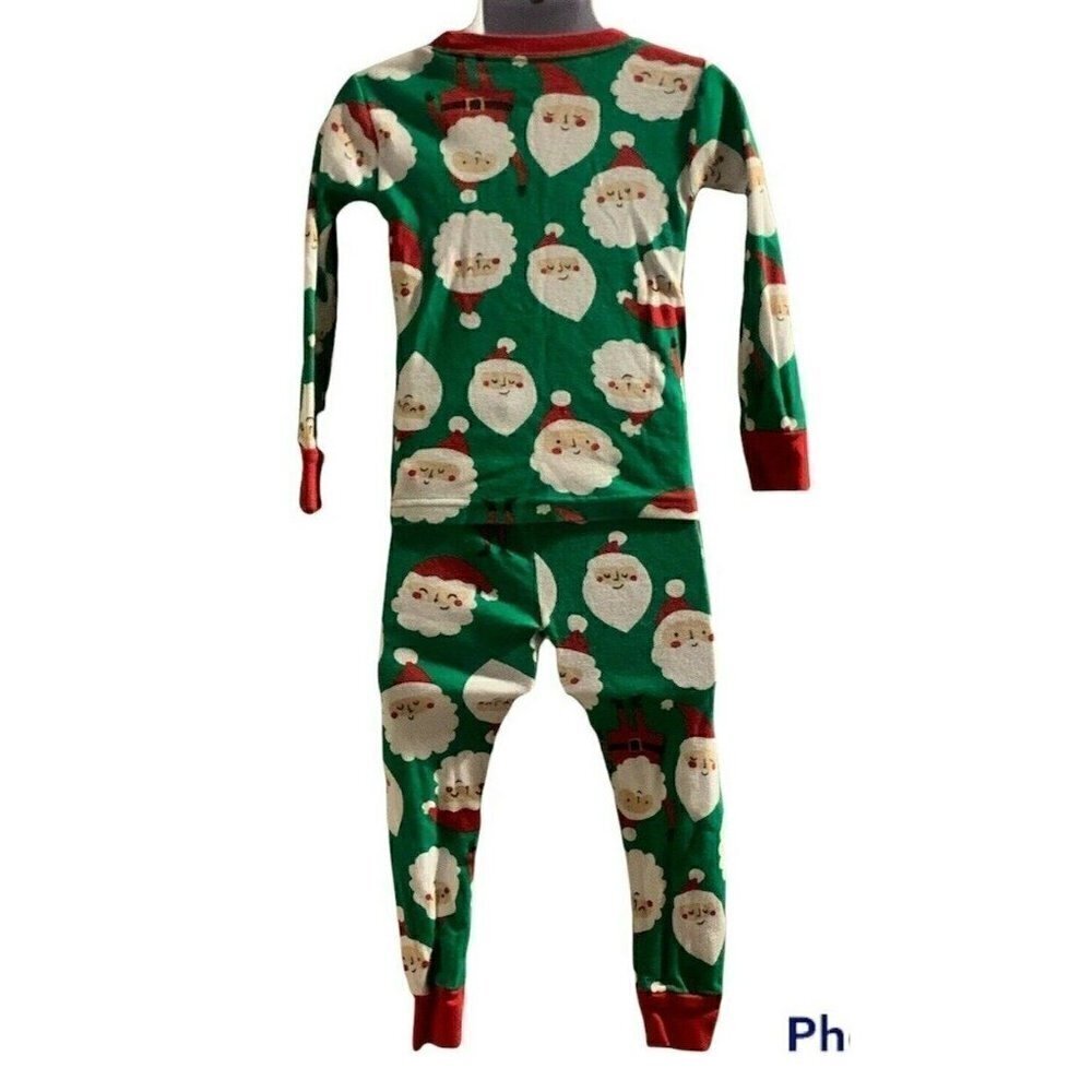 Carters Children 2 Piece Santa Pajama Set Toddler Size 2T Green Red White